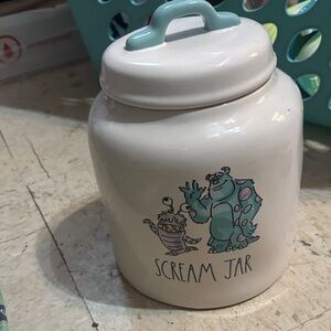 Rae Dunn Scream Jar - White with Blue and Purple Accents